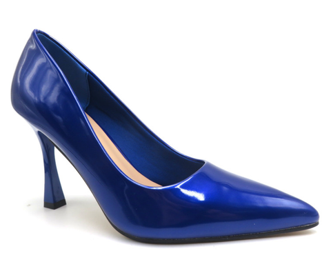 Pierre Dumas Sleek-1 Women Slip On Round Toe Heel Shoe -Royal Blue