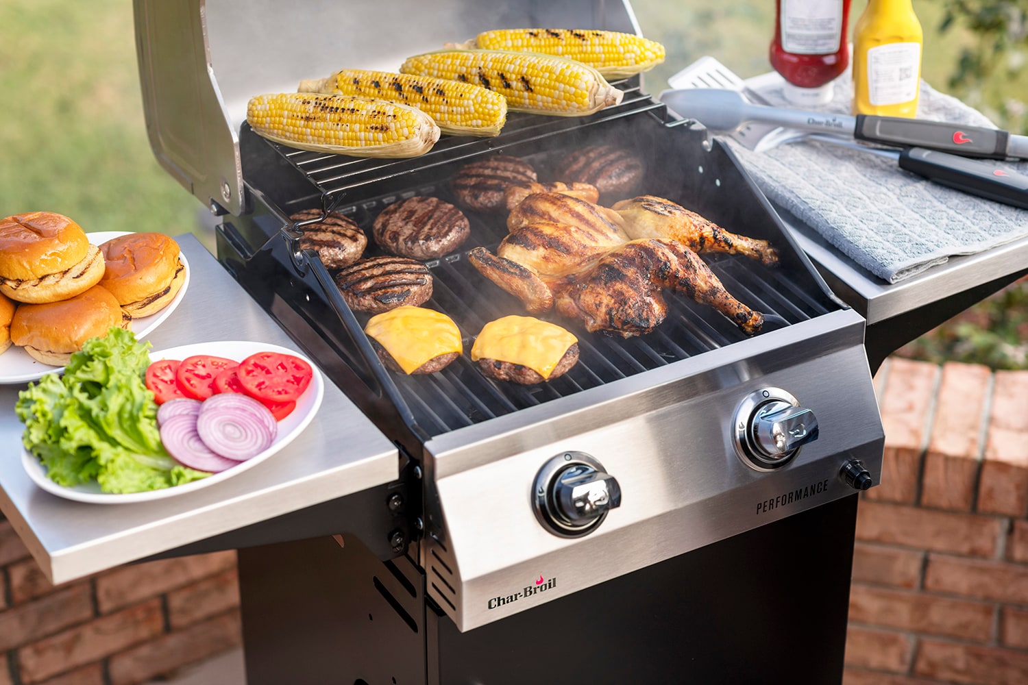 Char-Broil Performance 2-Burner Gas Grill Stainless Steel 463630021 Compact Propane BBQ Grill