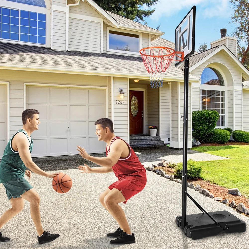 Ktaxon 8–10ft Adjustable Portable Basketball Hoop with Wheels Indoor Outdoor Goal