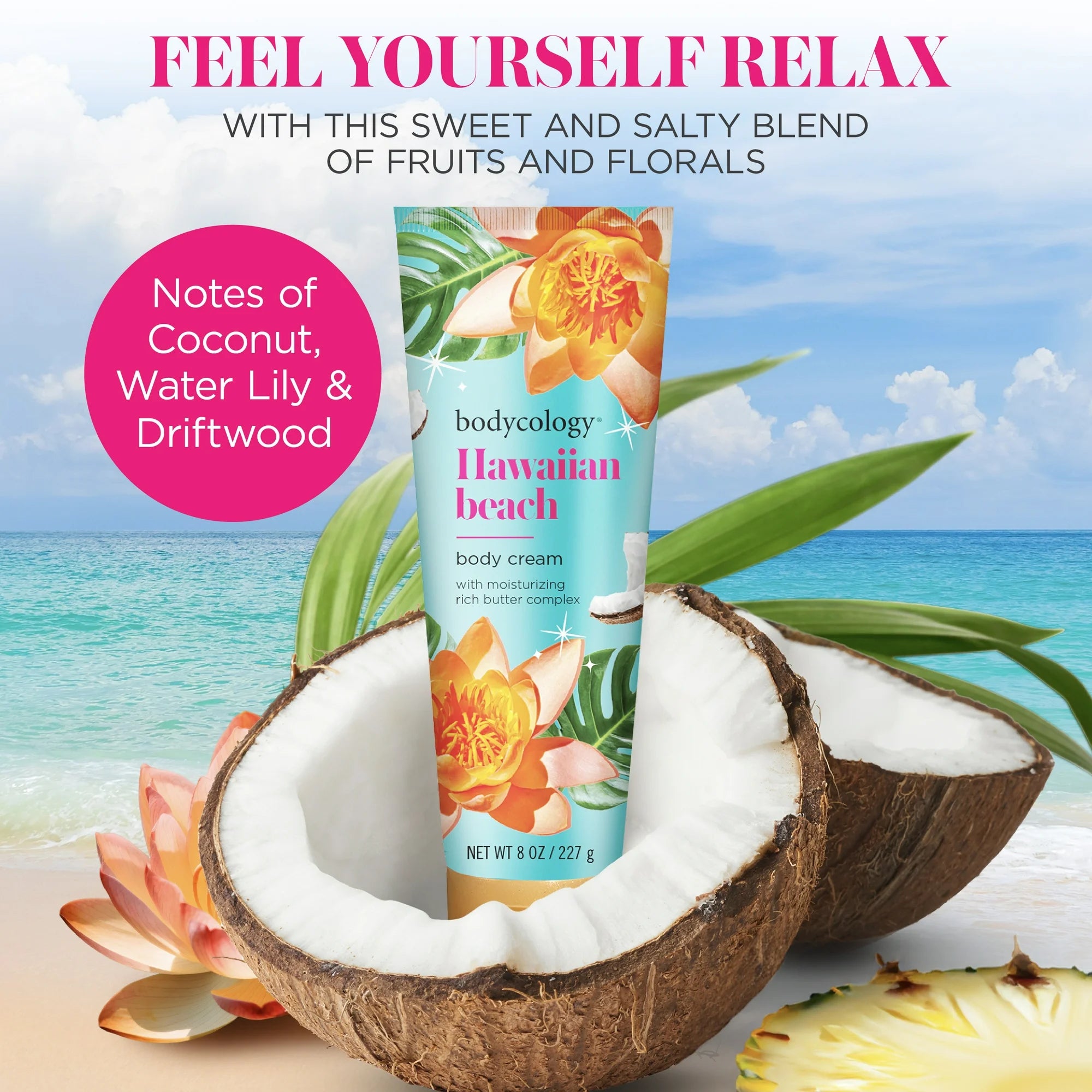 Bodycology Hawaiian Beach Body Cream 8oz