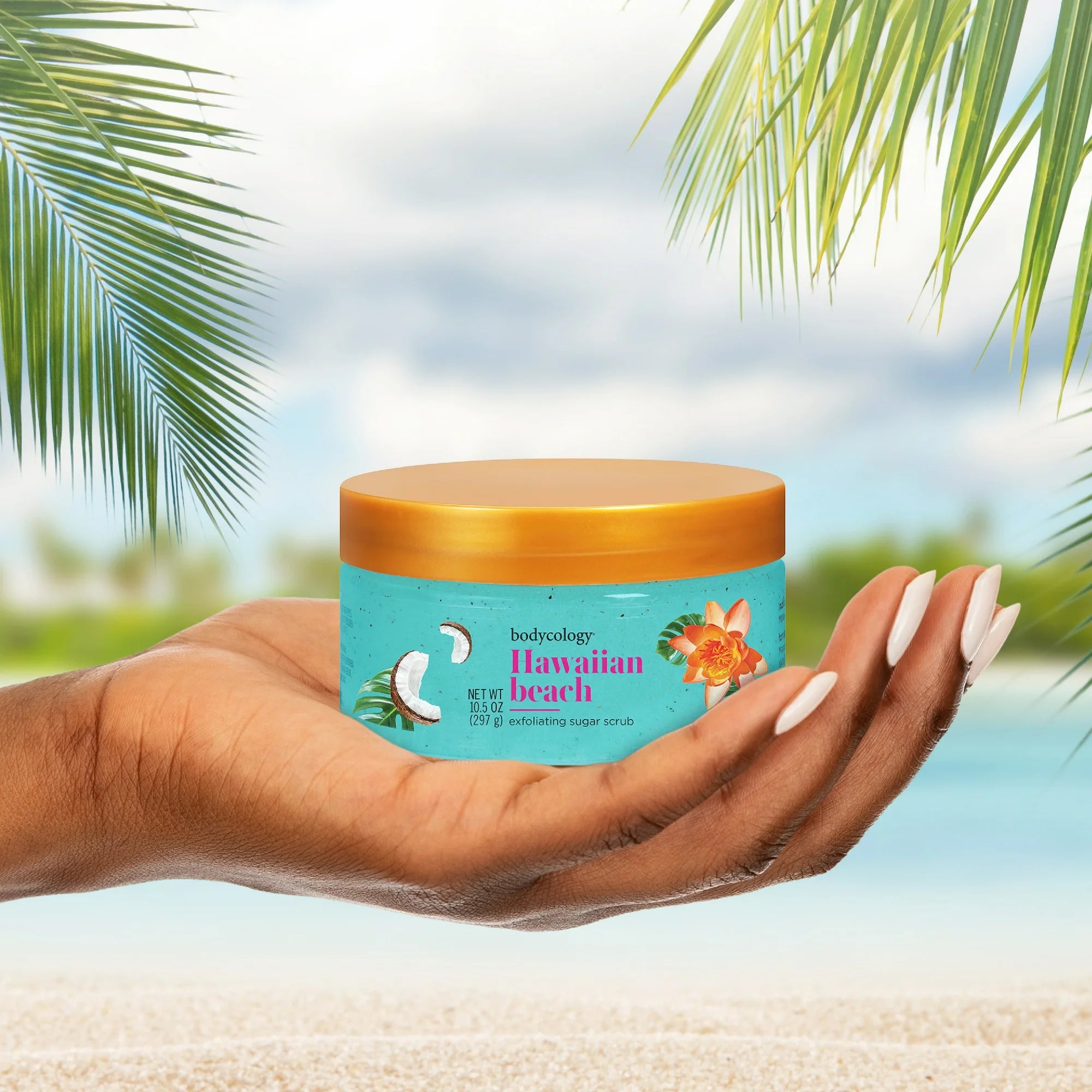 Bodycology Hawaiian Beach Sugar Scrub 10.5oz – Exfoliating Body Scrub for Smooth Glowing Skin