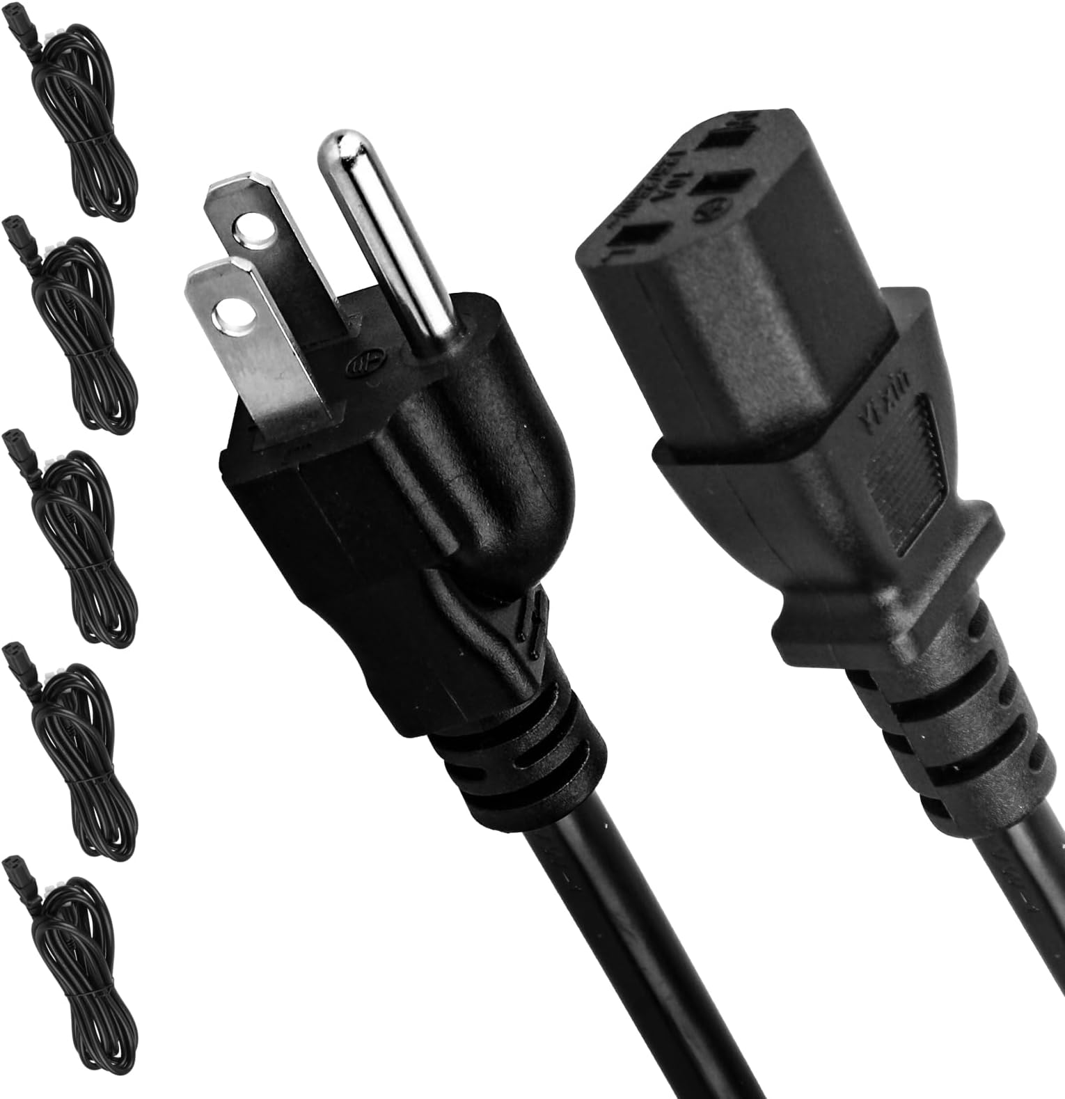 Unno Tekno AC Power Cable 3-Prong 1.5m / 5ft CB4001BK Universal Power Cord