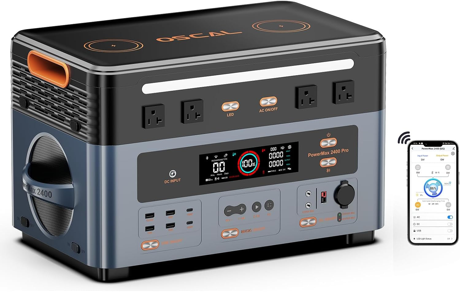 OSCAL 2400W Solar Generator PowerMax 2400, 1872Wh Power Station