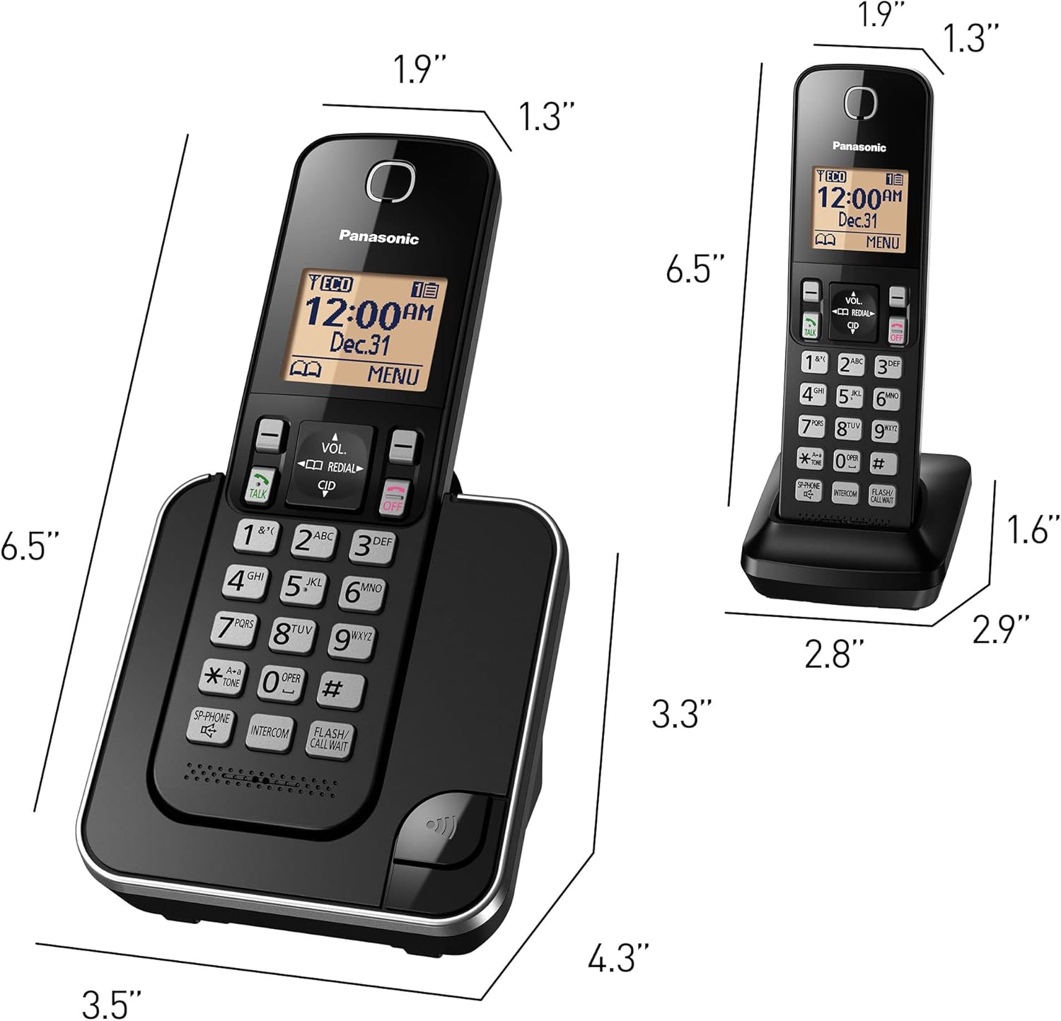 Panasonic KX-TGC352 Expandable Cordless Phone – 2-Handset DECT 6.0 System with Call Block & Backlit Display