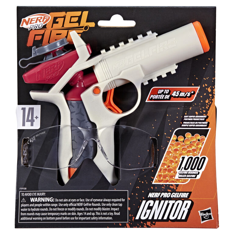 Nerf Pro Gelfire Ignitor Blaster with 1000 Gelfire Rounds and 60-Round Capacity – Compact High-Performance Gel Blaster for Action Play