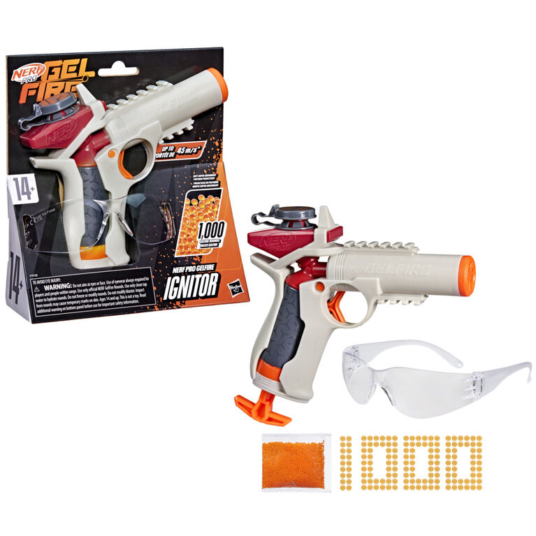 Nerf Pro Gelfire Ignitor Blaster with 1000 Gelfire Rounds and 60-Round Capacity – Compact High-Performance Gel Blaster for Action Play
