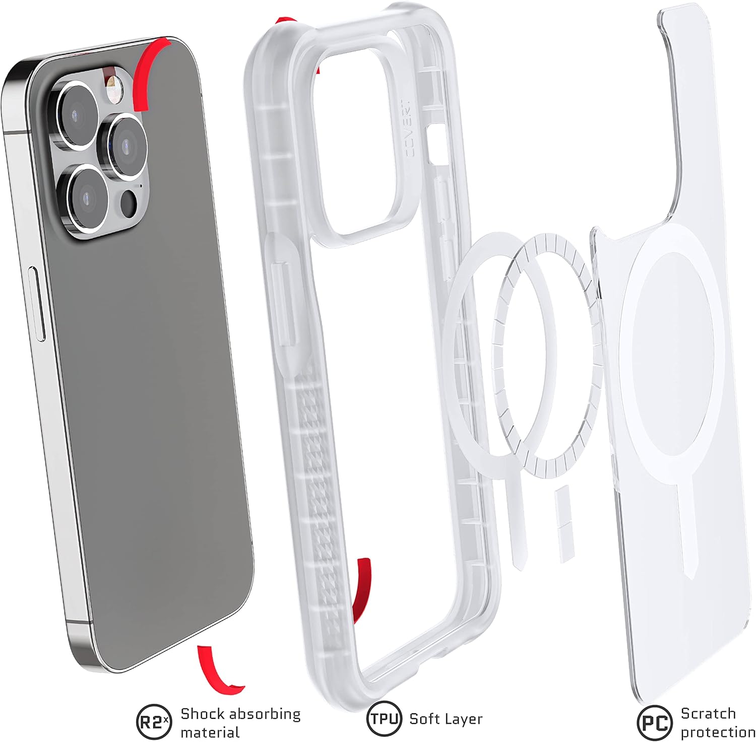 Ghostek COVERT 6th Gen Case for iPhone 14 Pro – Clear Shockproof Protective Cover