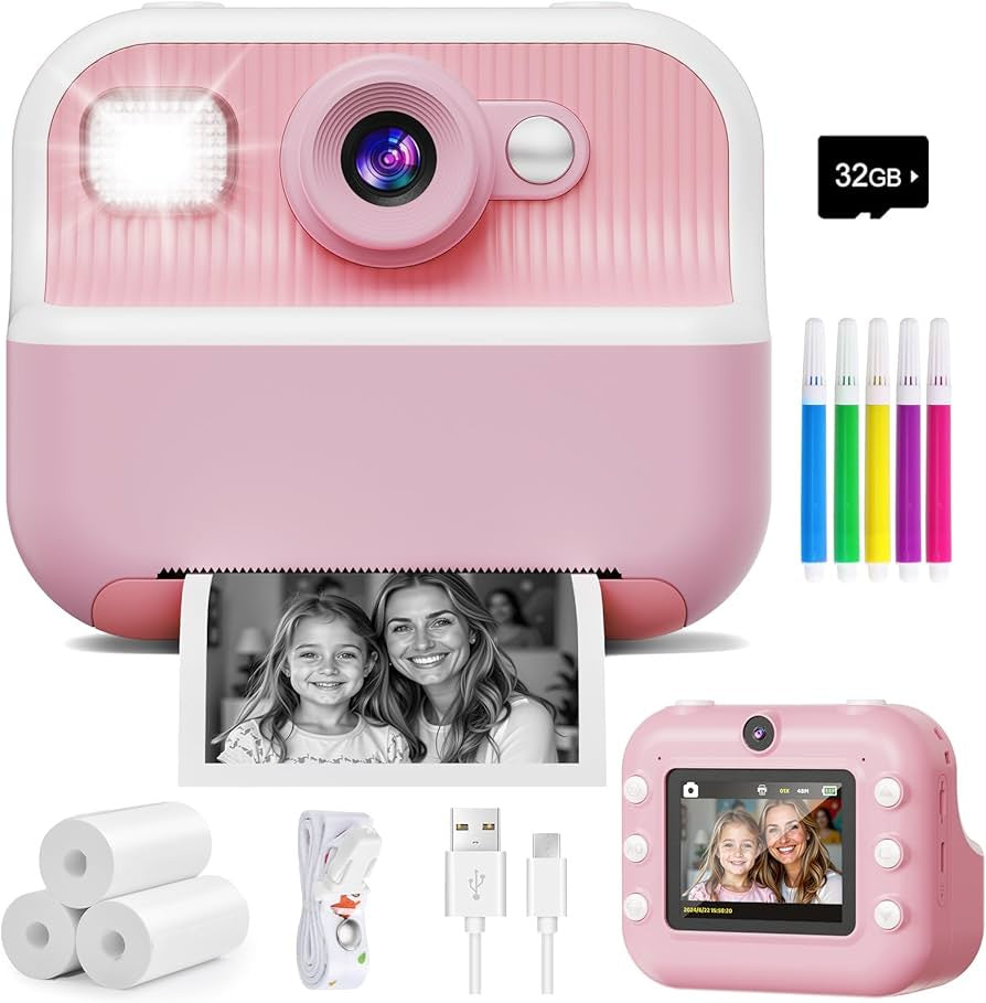 Dudu Dragon Instant Camera for Kids – Dual Lens Front & Rear Selfie Camera Toy