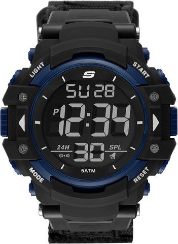 Skechers Men Black/Blue Oversized Digital Watch- SR1035