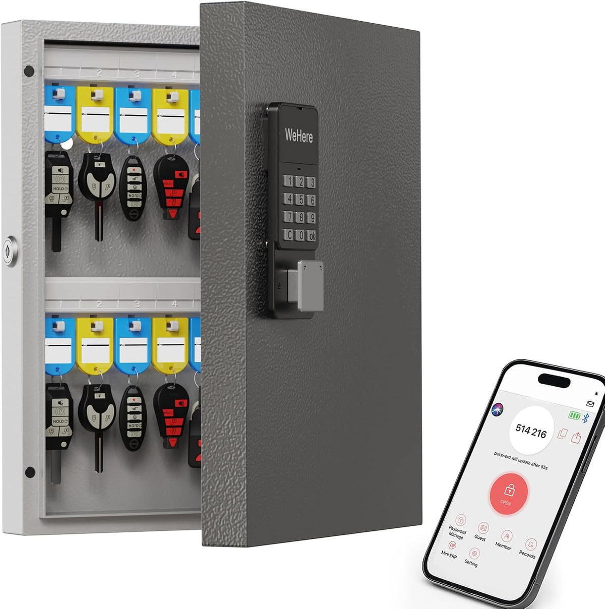 32 Key Lock Box Wall Mount, Smart Key Cabinet
