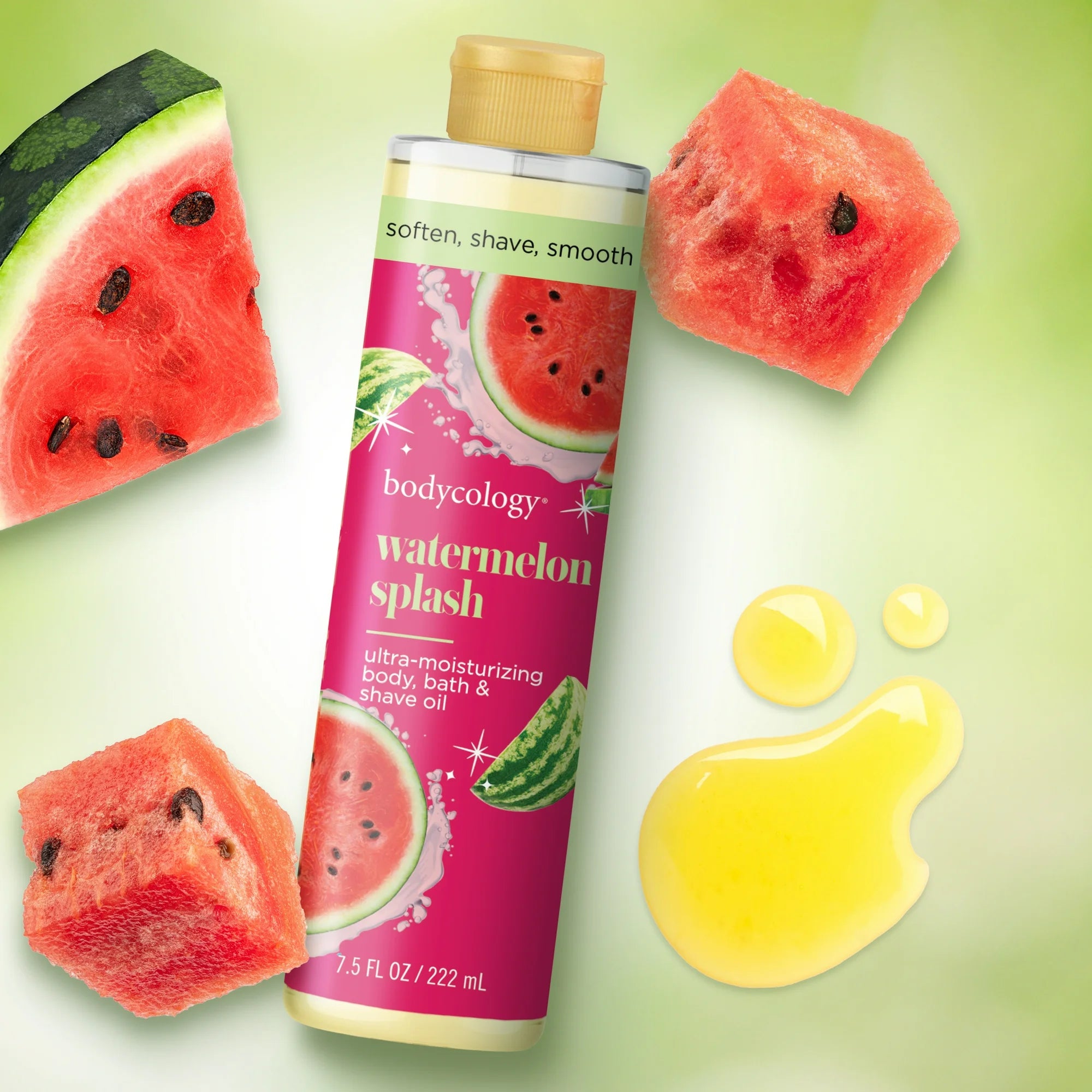 Bodycology Watermelon Ultra-Moisturizing Body, Bath & Shave Oil 7.5 fl oz – Hydrating Multi-Use Oil