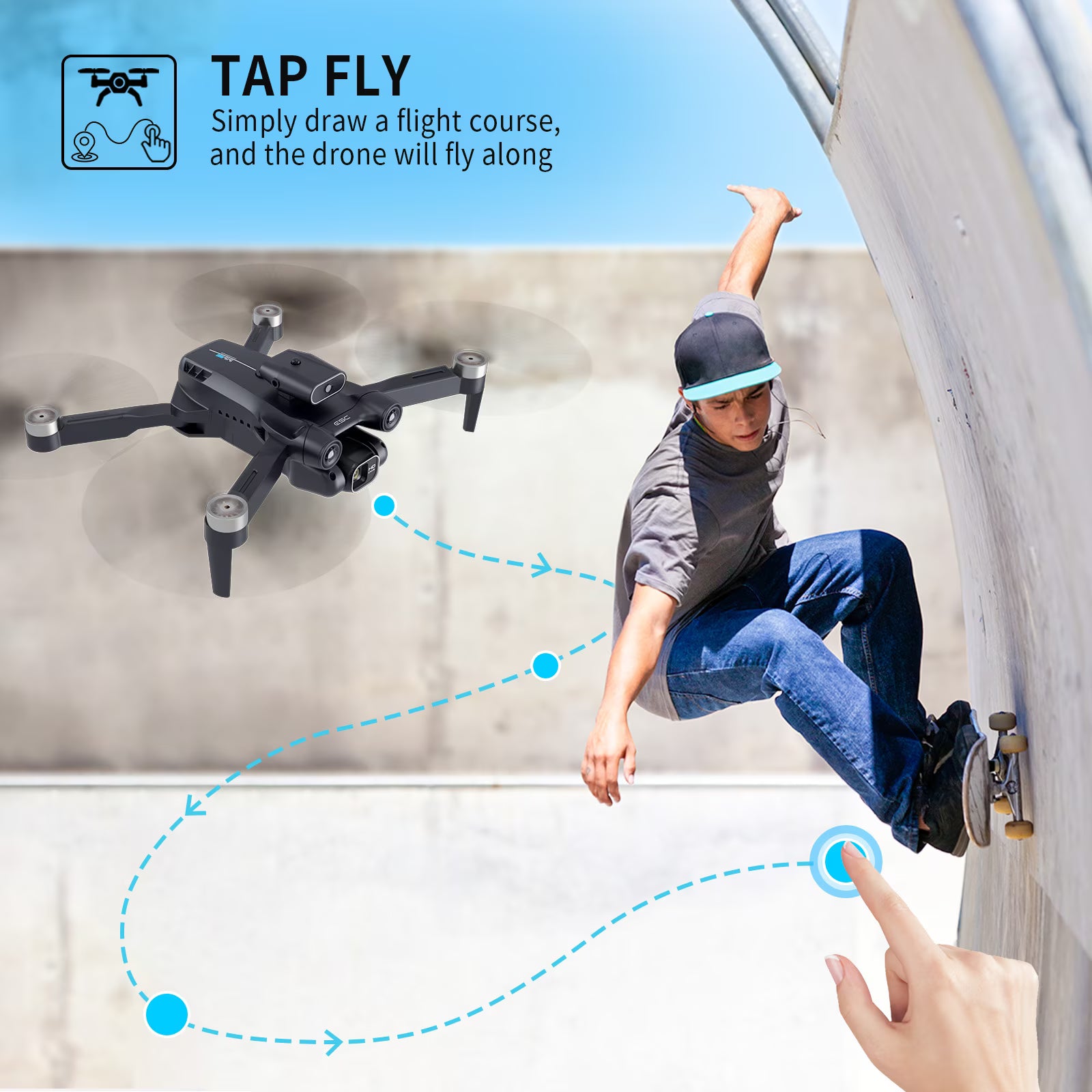 AUOSHI 4K FPV Drone with Dual Camera & Brushless Motor – RC Quadcopter with 2 Batteries, Optical Flow, Gesture Control & Carrying Case