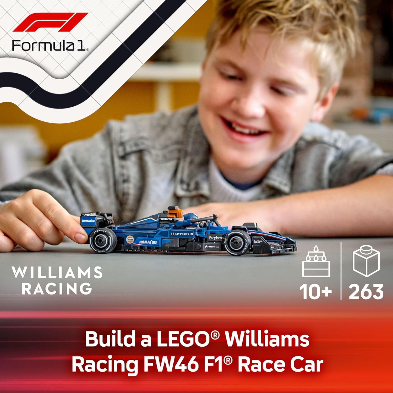 LEGO Speed Champions Williams Racing FW46 F1 Race Car Toy 77249 – Formula 1 Building Set for Kids and Racing Fans