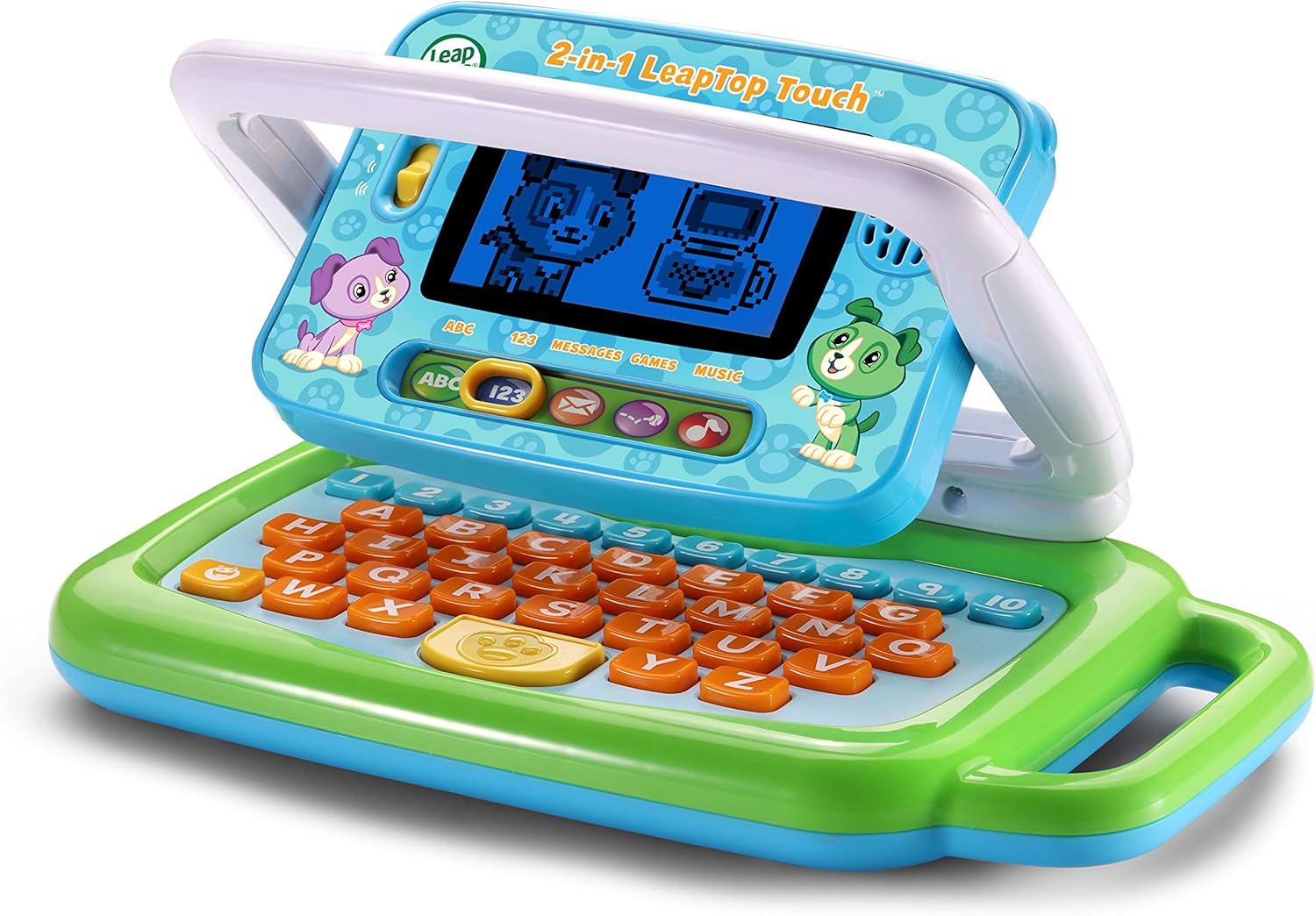 LeapFrog 2-in-1 LeapTop Touch Green/White – Interactive Learning Laptop for Toddlers Age 2+