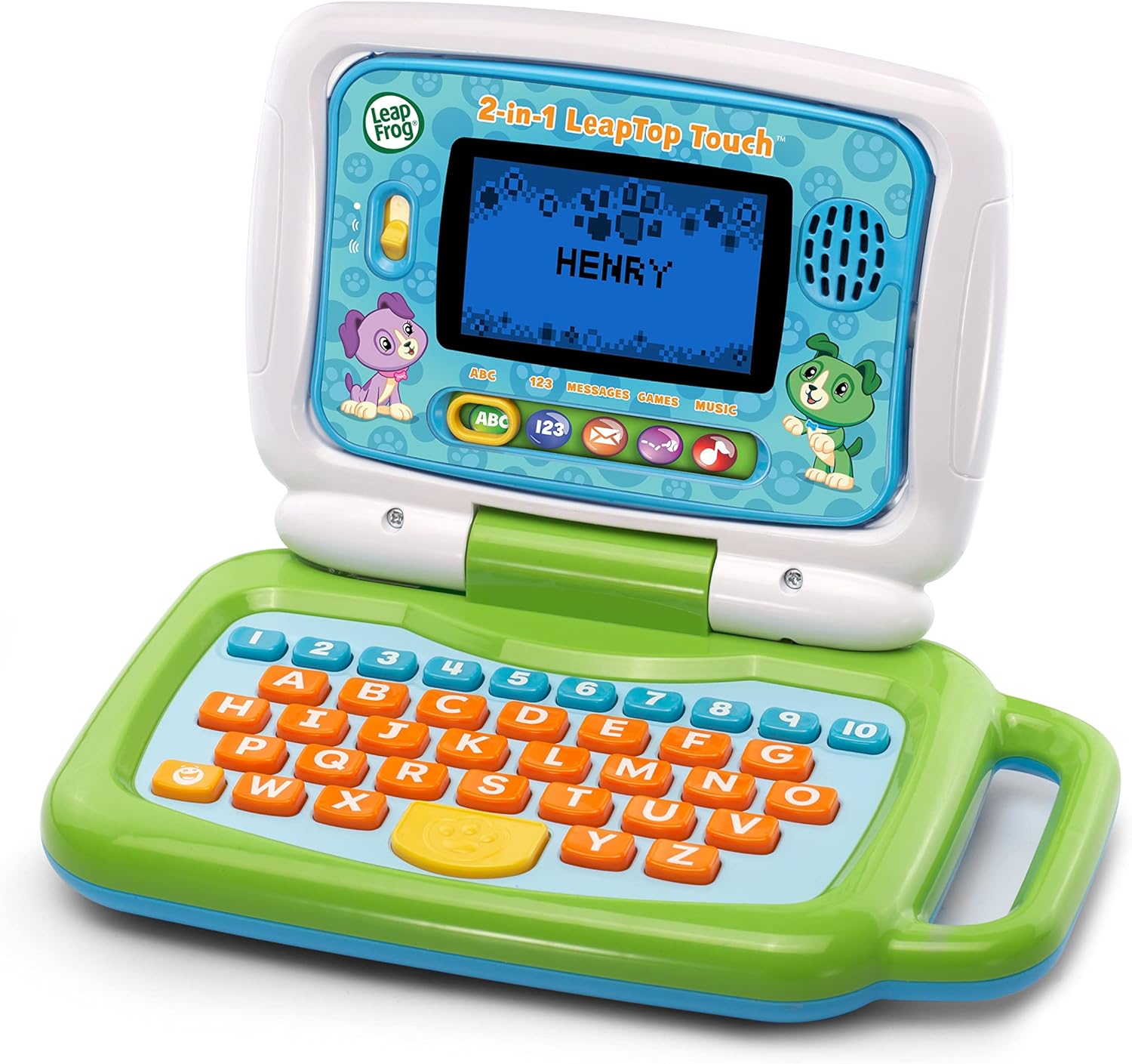LeapFrog 2-in-1 LeapTop Touch Green/White – Interactive Learning Laptop for Toddlers Age 2+