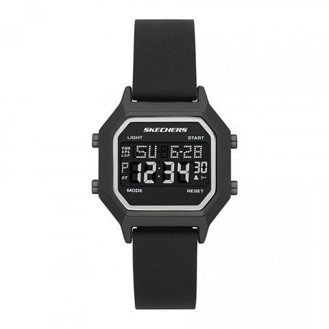 Skechers Men's Digital Quartz Black Silicone Strap Watch - SR6194