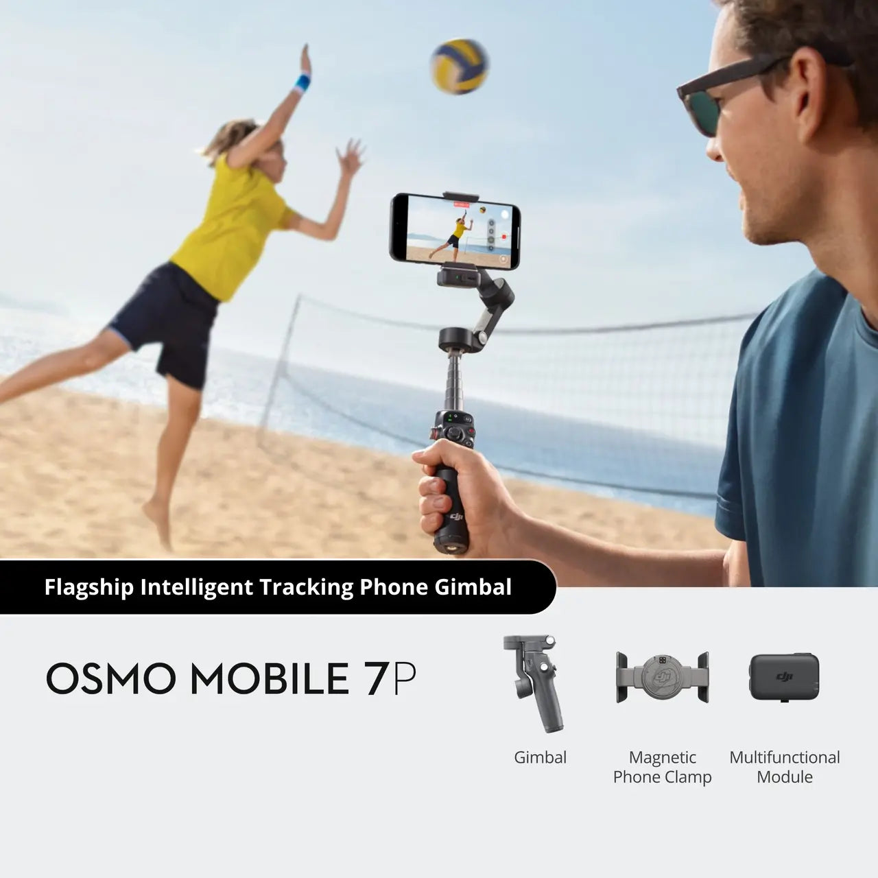 DJI Osmo Mobile 7P Handheld Gimbal – 3-Axis Smartphone Stabilizer with AI Tracking, Built-in Tripod & Extension Rod