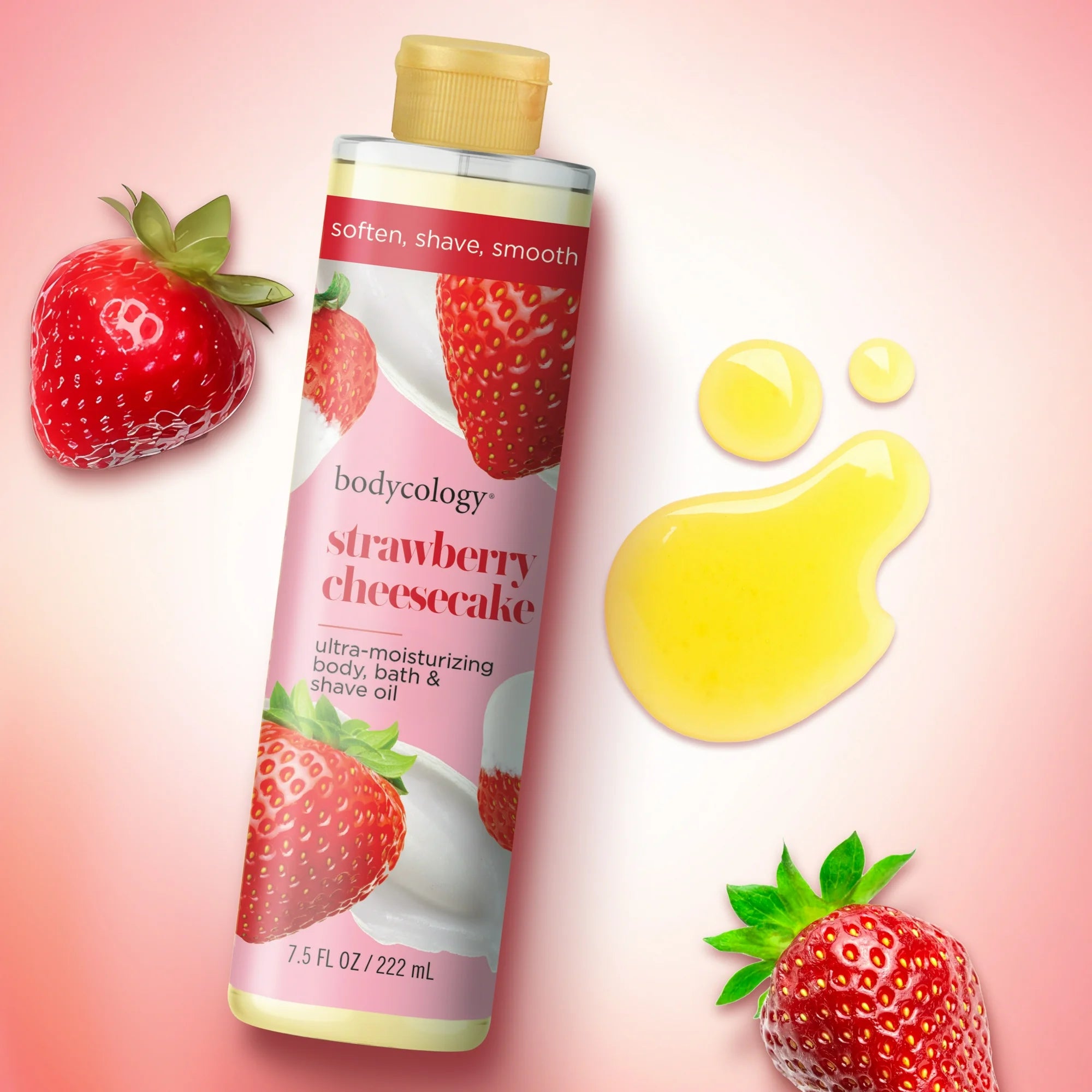 Bodycology Ultra-Moisturizing Body, Bath & Shave Oil, Strawberry Cheesecake, 7.5 fl oz