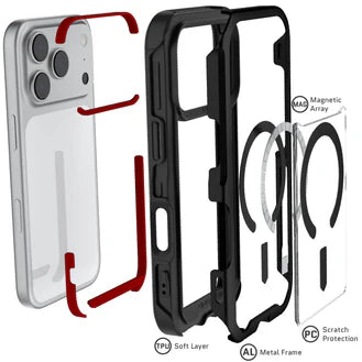 Ghostek ATOMIC Aluminum MagSafe Case for iPhone 17 Pro – Black Rugged Shockproof Protective Cover