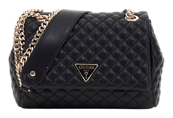 GUESS Eco Rianee Borsa A Tracolla Convertibile – Nera, In Eco-Pelle Con Dettagli Oro - 4