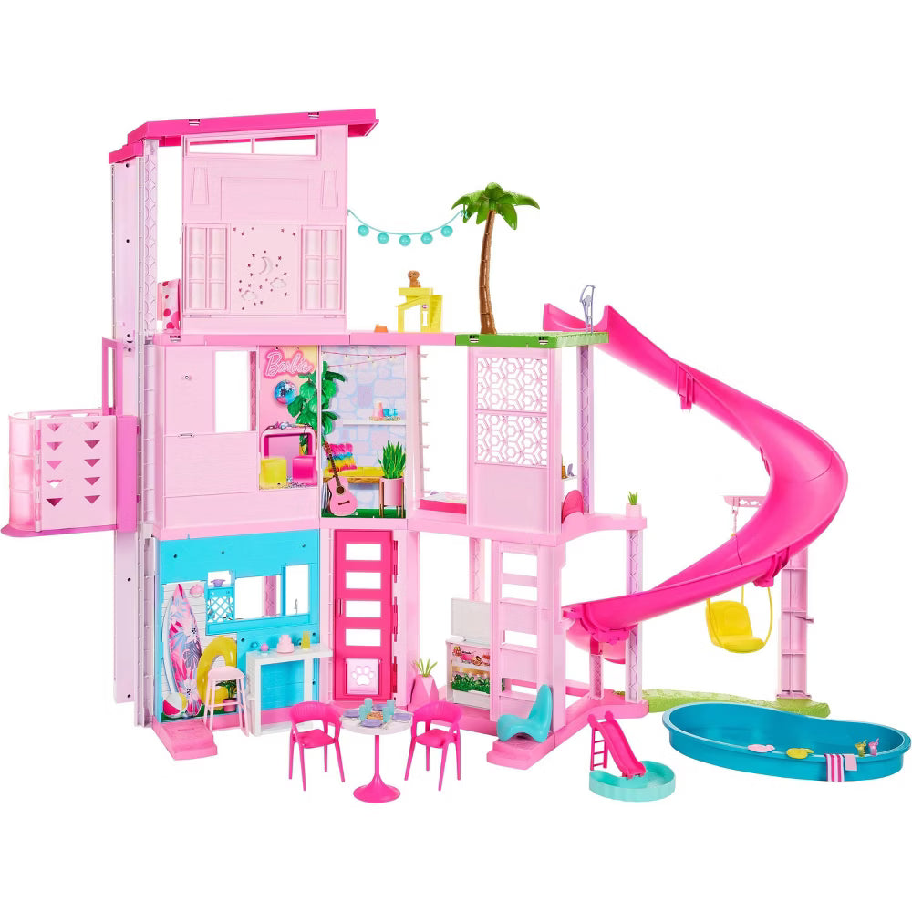 Barbie Dreamhouse Pool Party Doll House Playset 45 inch with 75+ Pieces, Slide & Puppy Elevator