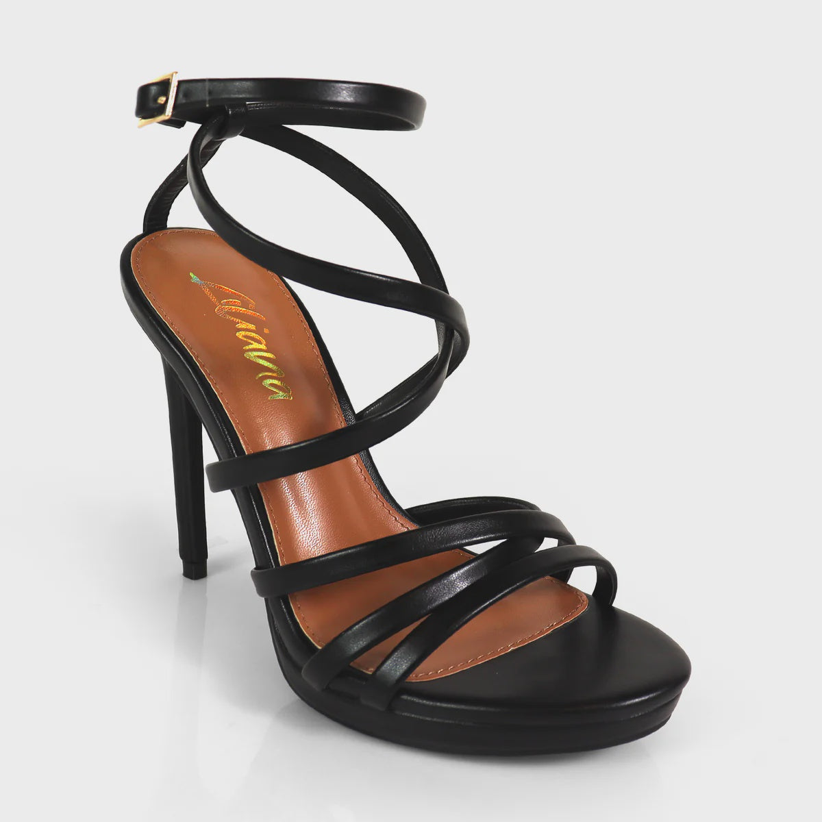 Liliana Jordie-4 Open Toe Black Women’s Strappy Ankle Strap High Heel Sandals