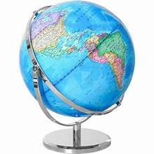 Bshapplus 13.4'' World Globe, Stainless Stand, 720° Spin