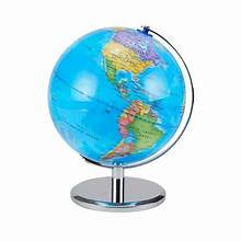 LED Illuminated World Globe with Chrome Base - Rotating Educational Desk Globe, Light-Up Map for Kids (Large)
