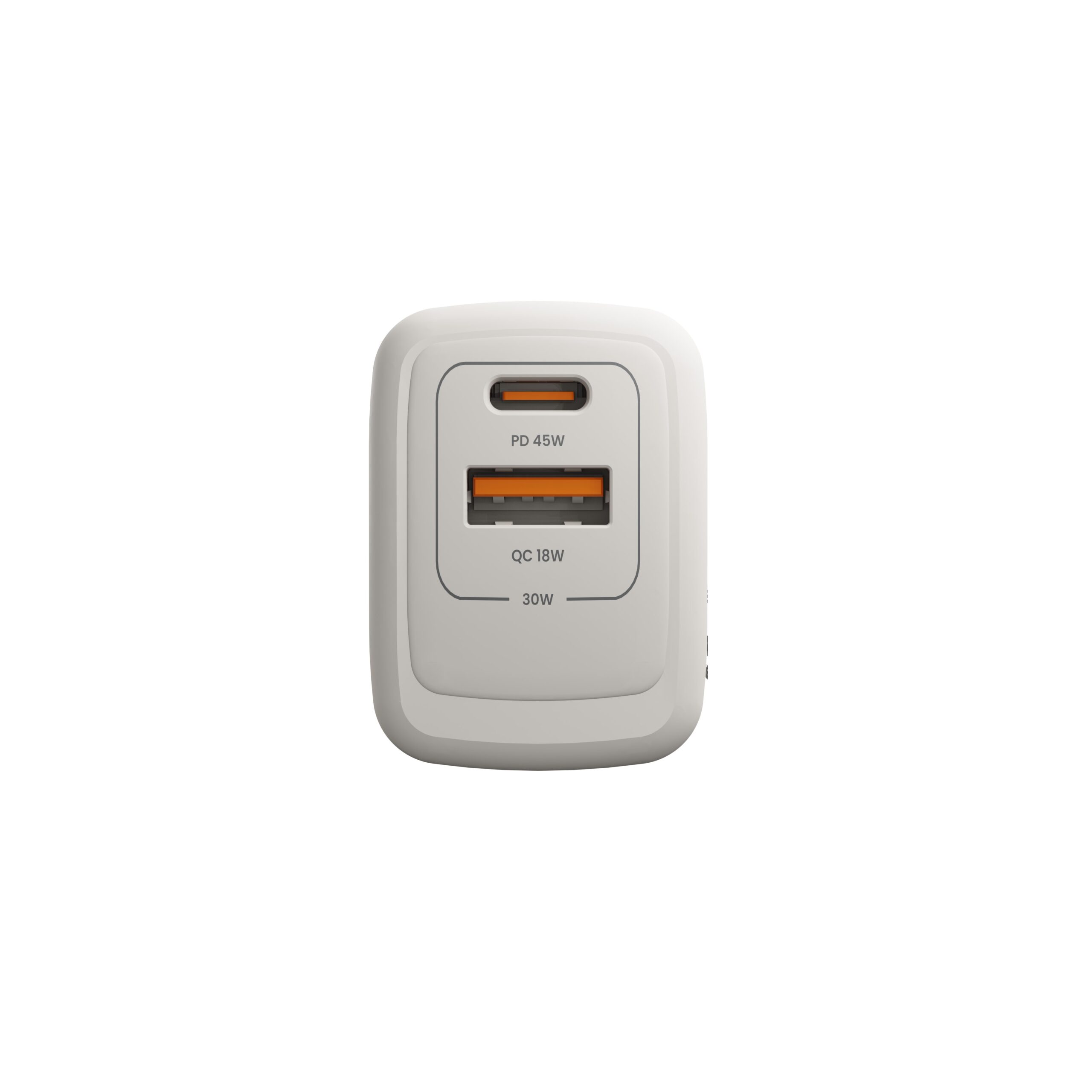 Unno Tekno Wall Fast Charger GaN PD45W Dual Port USB-A and USB-C PW5065WT