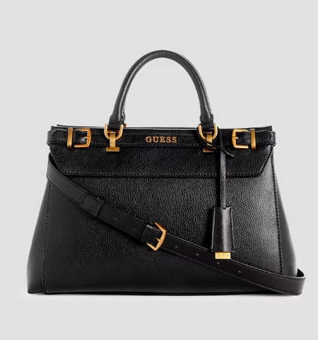 GUESS Sestri Pebbled Luxury Satchel Black