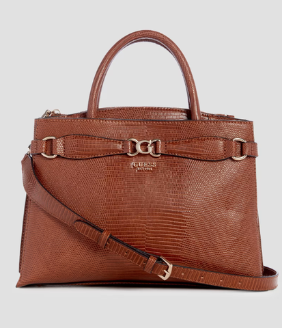 GUESS Arlena Lizard Girlfriend Satchel Cognac