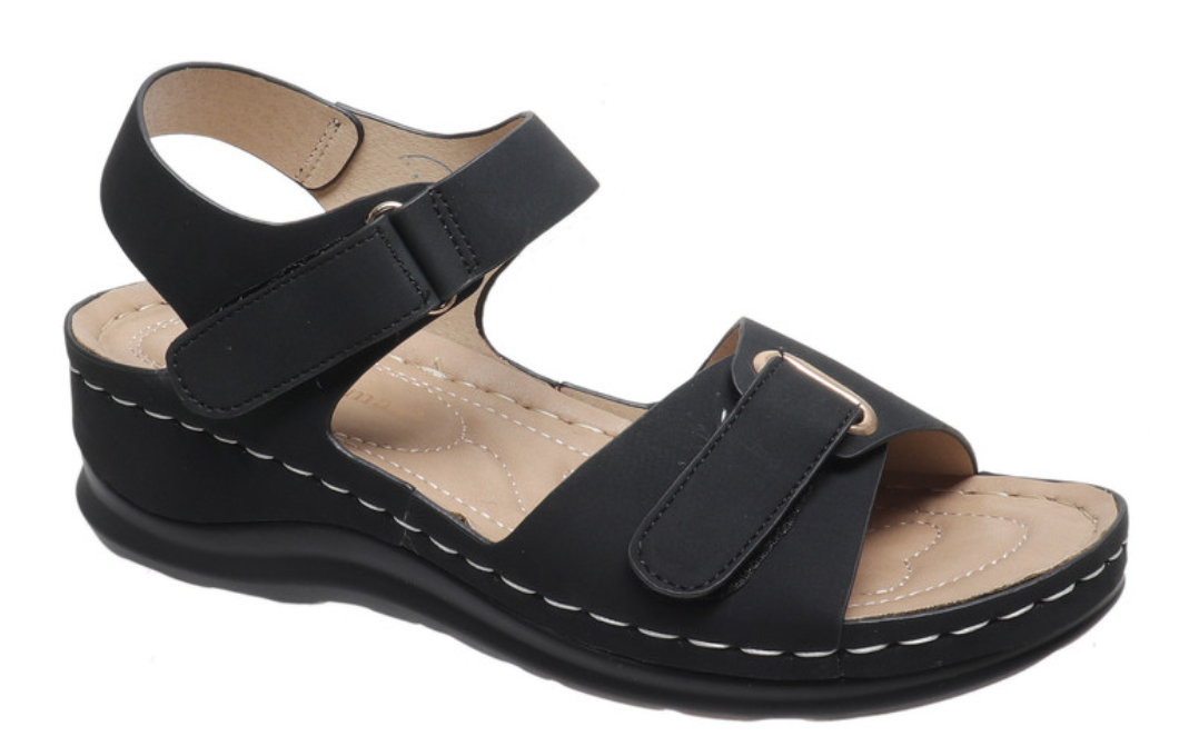 Pierre Dumas Favor-1 Women Open Toe Casual Small Wedge Sandal Black
