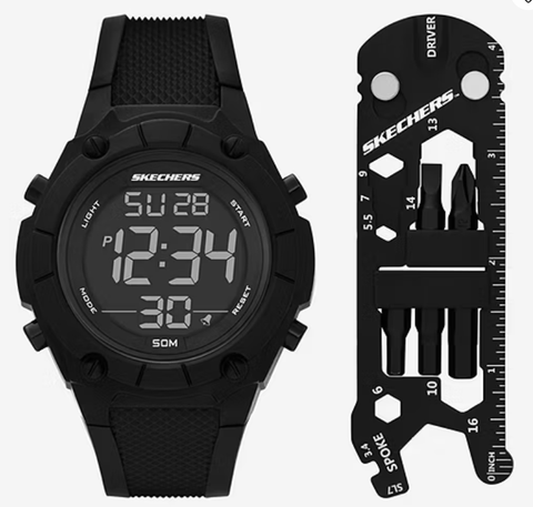 Skechers Mens Black 2Pcs Digital Watch Set- Sr8507
