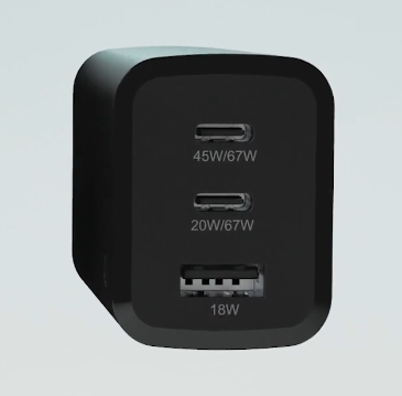 Quikcell 67W PD Multi-Port Wall Charger USB-A + Dual USB-C – Fast Charging Power Adapter
