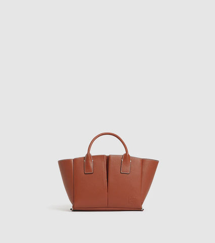 Elena Small Handbag  Pebbled Leather TELE1650M05-Mahogany