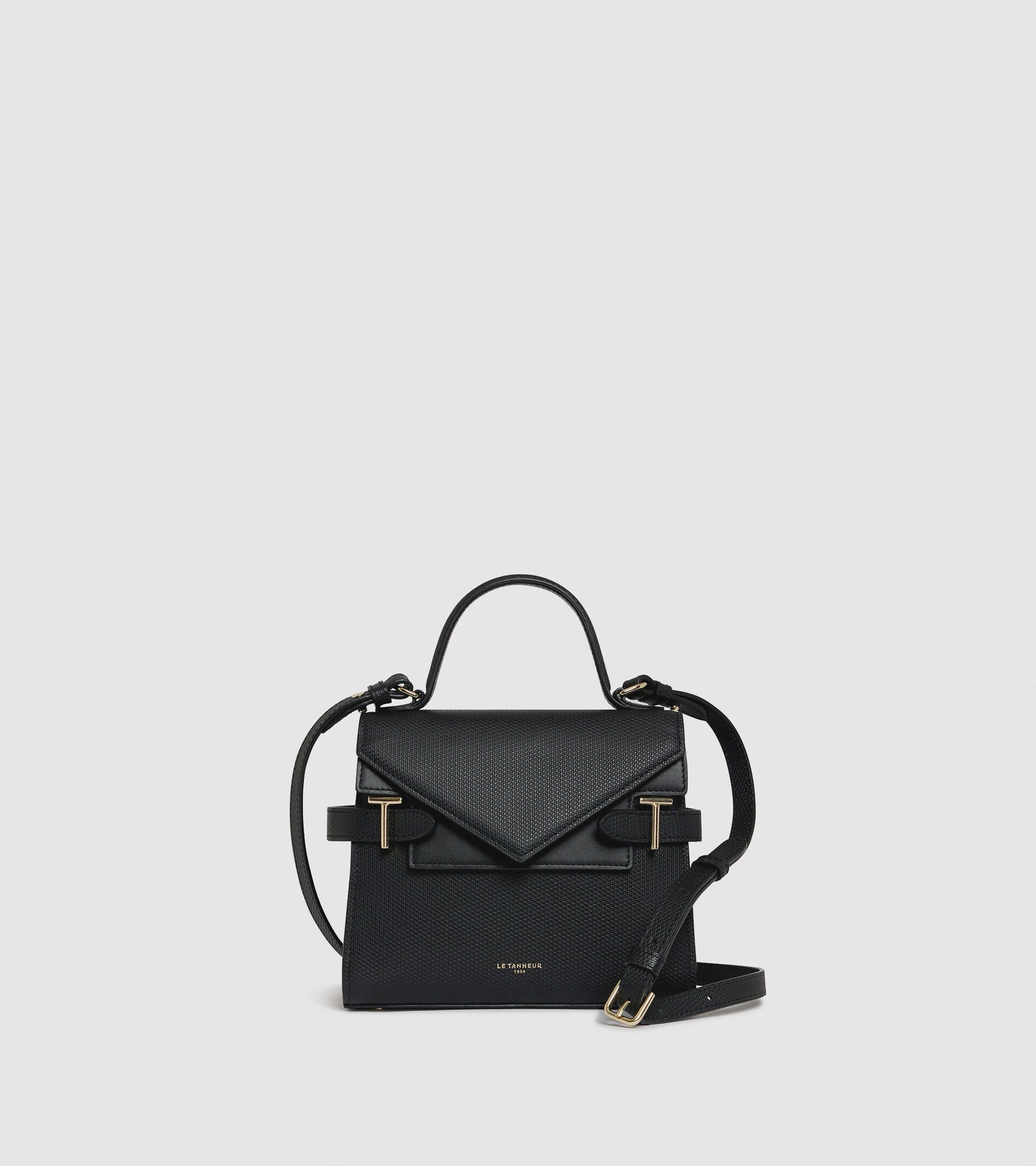 Emilie Small Handbag Double Flap T-signature Leather TEMI1003N01-Black