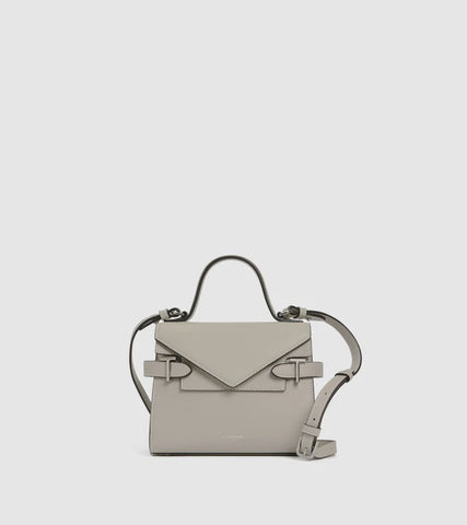 Emilie Small Handbag Double Flap Grained Leather TEMI1006S11-Gray Pebble
