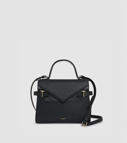 Emilie Medium Handbag Double Flap T-signature Leather TEMI1013N01-Black