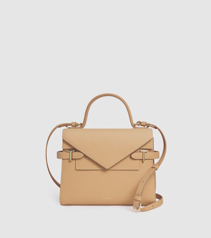 Emilie Medium Handbag Double Flap Grained Leather TEMI1014G09-Pampas