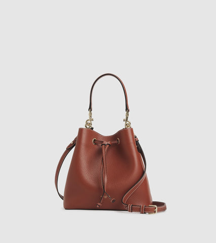 Louise Medium Bucket Bag Grained Leather TLOS1310Q56-Mahogany