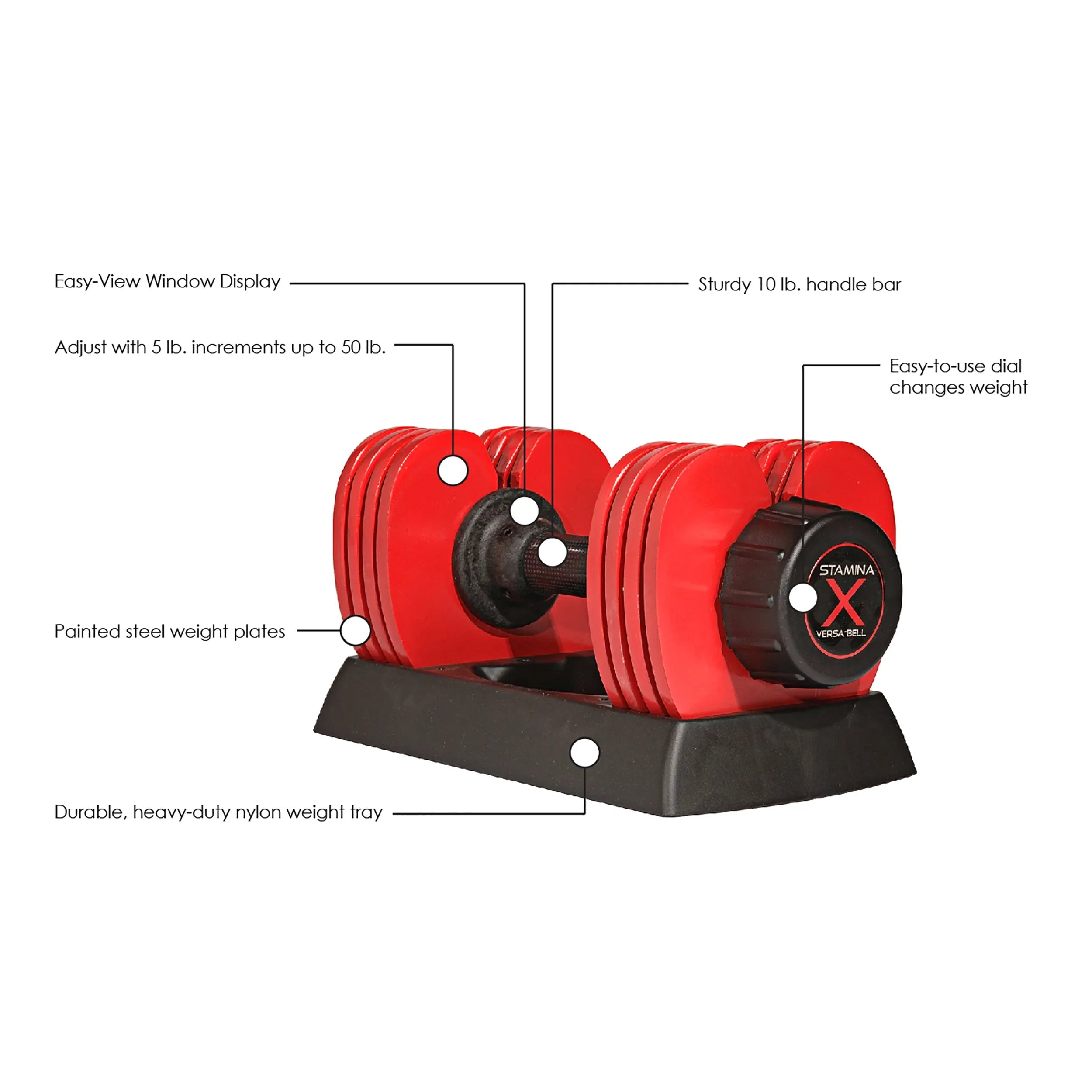 Stamina 50lb Adjustable Dumbbell – Versatile Strength Training Equipment