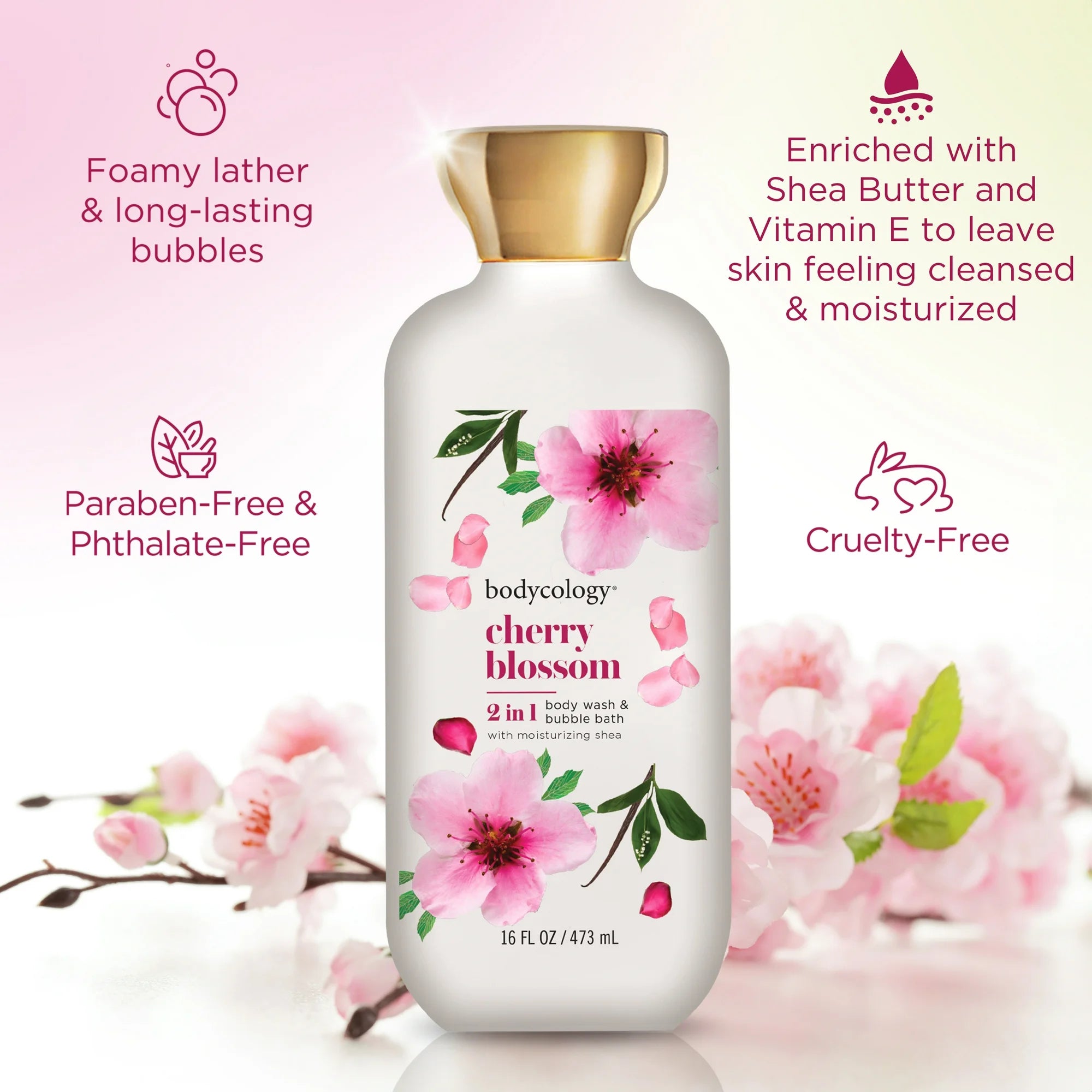 Bodycology Cherry Blossom 2in1 Body Wash 16oz