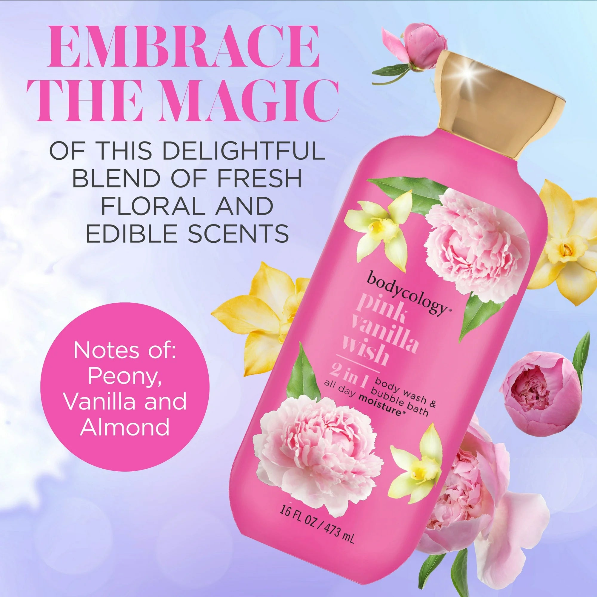 Bodycology Pink  Vanilla 2in1 Body Wash 16oz