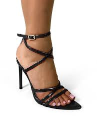 Federicks Foh-Lidia Pointed Toe Ankle Strap Black