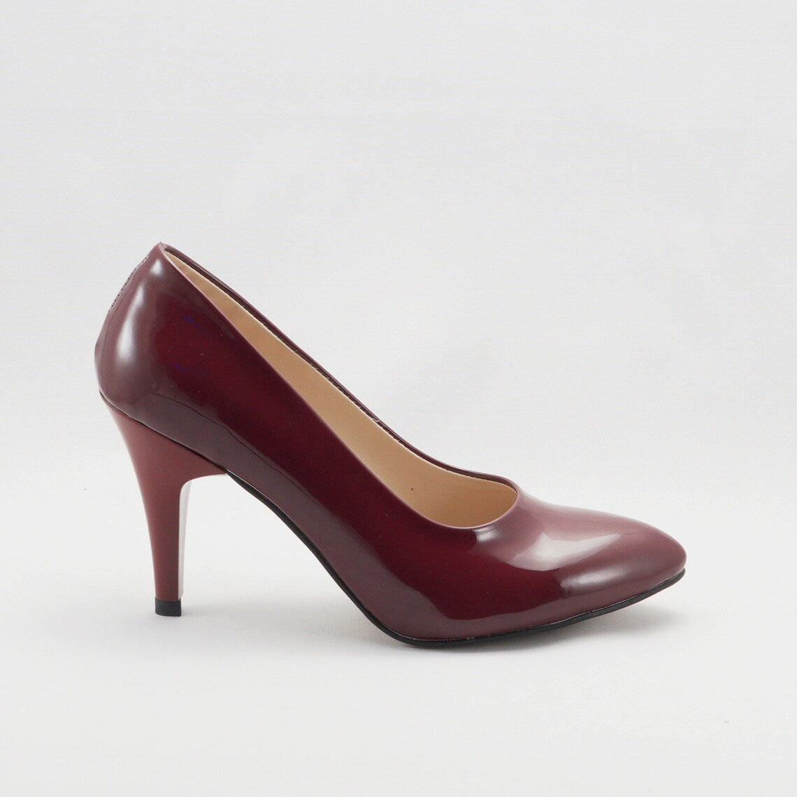 Soda Ring Burgundy Patent Dress Shoe – Glossy Burgundy Dress Pumps with Elegant Design for Work & Formal Wear