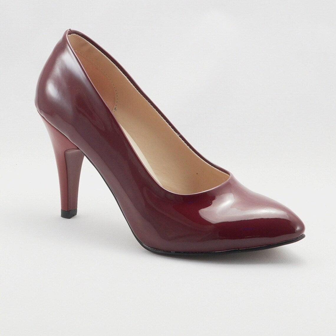 Soda Ring Burgundy Patent Dress Shoe – Glossy Burgundy Dress Pumps with Elegant Design for Work & Formal Wear