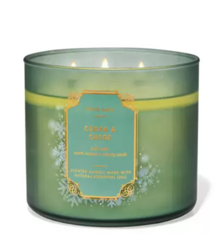 Bath & Body Work Cedar & Suede 3-Wick Candle White Barn 14.5oz