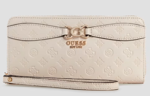 GUESS Arlena Peony Zip-Around Wallet-Taupe Logo