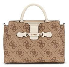 GUESS Nolana .Girlfriend Satchel Bag Latte Logo / Bone