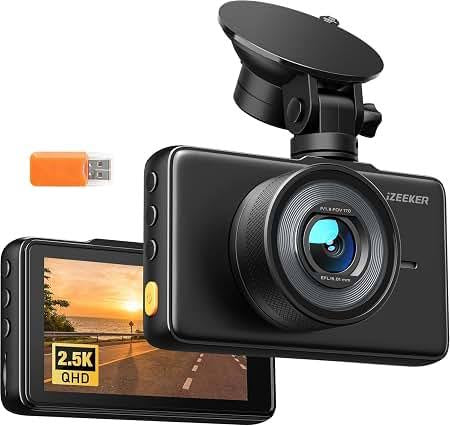 iZEEKER 2.5K Dash Cam Front, 1440P QHD Car Camera with 3" IPS Display | Night Vision, WDR, 170°Wide Angle, Loop Recording, G-Sensor, 24H Parking Mode, Easy